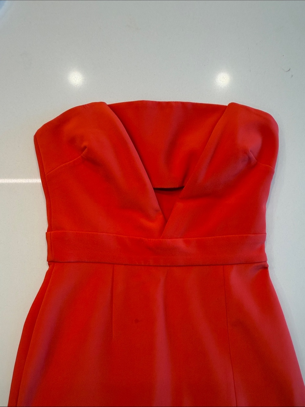 NICHOLAS Orange Coral Red Silk Strapless Cutout Front Slit Cocktail Dress Size 2 - Picture 11 of 15